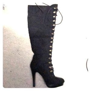 All black heel boots